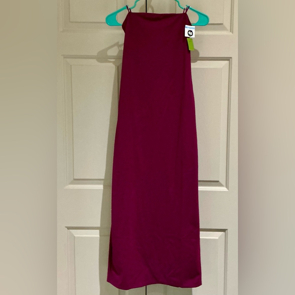 Elegant Pink Maxi Strapless Pencil Dress